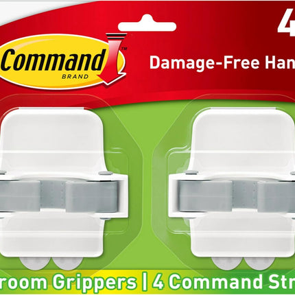 Command Broom Grippers, 2 Hangers and 4 Strips, Damage-Free Mop and Broom Holder Wall Mount, Household Cleaning Tool Organizer for Kitchen, Laundry Room, Closet, Holds up to 4 Lb