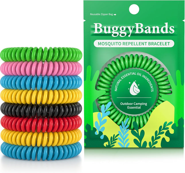 12 Pack Mosquito Repellent Bracelets for Adults & Kids, Individually Wrapped, DEET Free, Natural and Waterproof Band