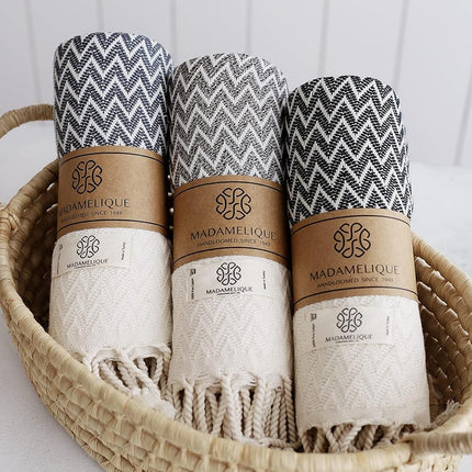 Exclusive Hand Towels Set of 2-18 X 40 Inches - Decorative Bathroom Peshtemal Towel for Hand, Face, Hair, Yoga, Tea, Dishcloth, Kitchen and Bath - 100% Pure Cotton (Black)