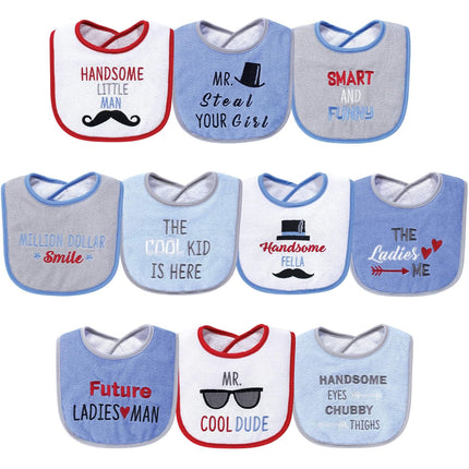 Unisex Baby Cotton Terry Drooler Bibs with Fiber Filling, Handsome Eyes, One Size