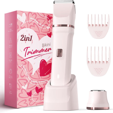 Bikini Trimmer for Women - Painless Electric Razors for Silk Skin,Cordless Body Shaver with Ceramic Blade, Replaceable Lady Razor, IPX7 Waterproof & Easy Cleaning, Birthday Gifts for Women
