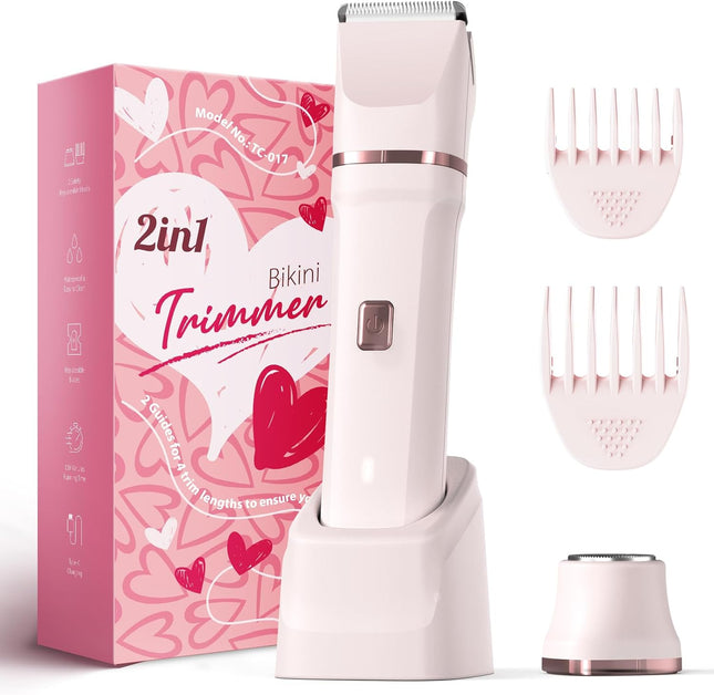 Bikini Trimmer for Women - Painless Electric Razors for Silk Skin,Cordless Body Shaver with Ceramic Blade, Replaceable Lady Razor, IPX7 Waterproof & Easy Cleaning, Birthday Gifts for Women
