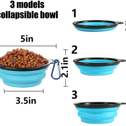 Collapsible Bowl with Cover Lids,2 Pack Dog Travel Bowls Portable Foldable Cat Water Dish Bowl for Pets Walking Parking Camping (Light Blue and Green, Small)