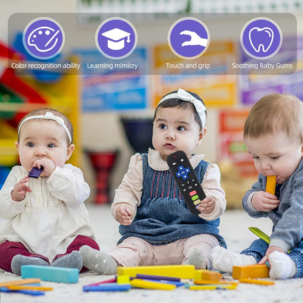 Baby Teether Toy Chew Toys for Babies 3-24 Months TV Remote Control Shape Teething Relief for Infants (Black)