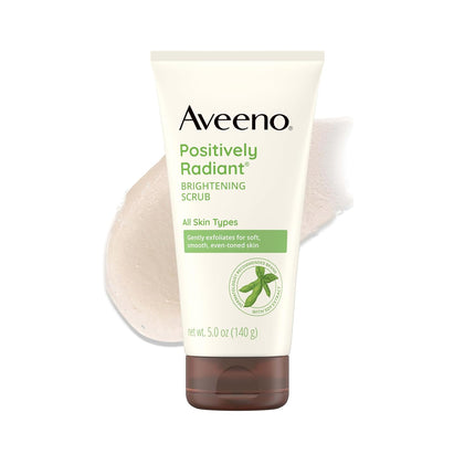 Aveeno Positively Radiant Skin Brightening Exfoliating Daily Face Wash Scrub, Gentle with Moisture-Rich Soy Extract, Helps Improve Skin Tone & Texture, Oil- & Soap-Free, Hypoallergenic, 5 Oz​