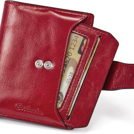 Women Leather Wallet RFID Blocking Bifold Zipper Pocket Wallet Card Case Purse with ID Window