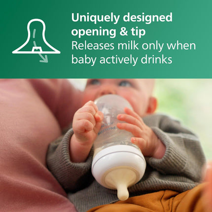 Natural Glass Baby Bottle with Natural Response Nipple (Medium Flow, Flow 3), 8Oz, SCY913/01