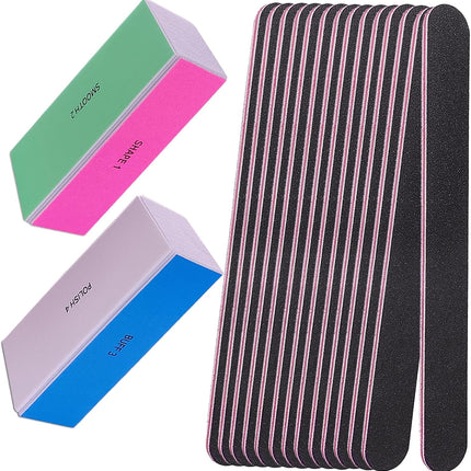 Nail File and Buffer Set, 4 Way Nail Buffers Shine Kit Professional Nail Files for Natural Nails Manicure Filer Filing Polishing Buff Nail Care Smoother Buffing Fingernail 100/120/240/600/3000 Grit