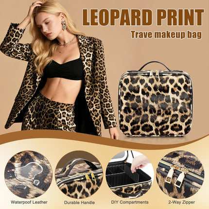 Makeup Bag with Light up Mirror, Travel Makeup Case with Mirror and Lights, Lighted Cosmetic Train Case with 3 Color Settings, Make up Organizer Bag with Adjustable Dividers Brush Board