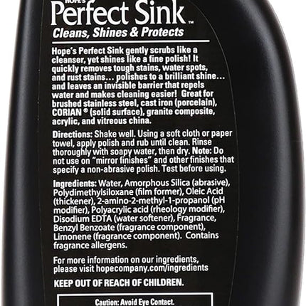 Perfect Sink Cleaner and Polish, Restorative, Water-Repellant, Removes Stains, Ideal for Brushed Stainless Steel, Cast Iron, Porcelain, Corian, Composite, Acrylic, 8.5 Oz 2 Pack