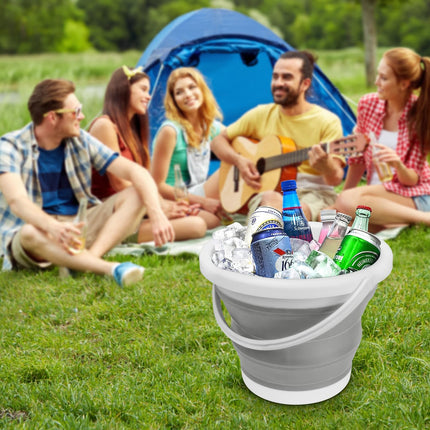 Collapsible Mop Bucket and Ice Bucket-5L(1.3 Gallon) Household Cleaning Silicone Dust Mops Bucket with No Wringer Set,Portable Bathroom Cleaning Supplies Bucket for Cleaning Caddy Spin Mops for Floor