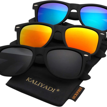 Polarized Sunglasses for Men and Women Matte Finish Sun Glasses Color Mirror Lens UV Blocking (3 Pack)