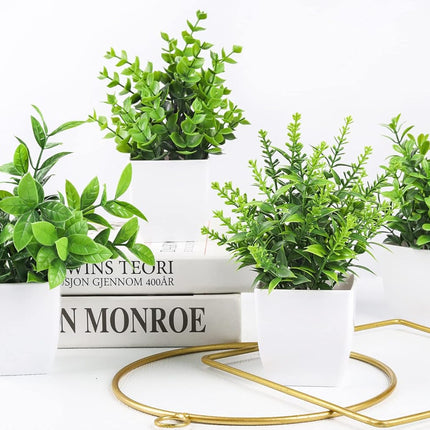 4 Pack Fake Plants Mini Artificial Greenery Potted Plants for Home Decor Indoor Office Table Room Farmhouse