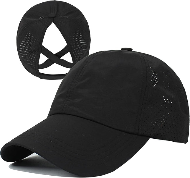 Womens Criss Cross Ponytail Hat Quick Drying Baseball Cap Sun Hats UV Protection Sport Cap