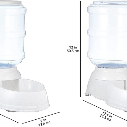 Automatic Pet Water Dispenser and Gravity Food Feeder Set for Cat and Dog, Easy to Clean, 6-Pound Food Capacity, 1-Gallon, Small, Gray, Pack of 2