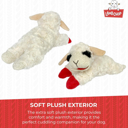 Lamb Chop Dog Plush Toy - Squeaky Toy for Small & Medium Dogs - Extra Soft Plush - Stuffed Animal for Cuddling & Playing (10", Cream, 5 Squeakers)