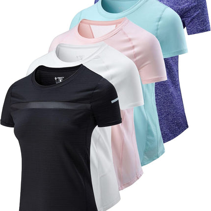 5 Pack Women’S Workout Tops Dry Fit T Shirts – Athletic Short Sleeve Gym Shirts for Women, Running Yoga Active Tees