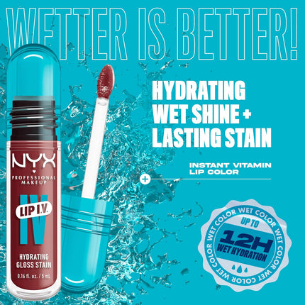 Lip IV Hydrating Glossy Lip Stain with 12HR Hydration - Drippin in Rose (Pink)