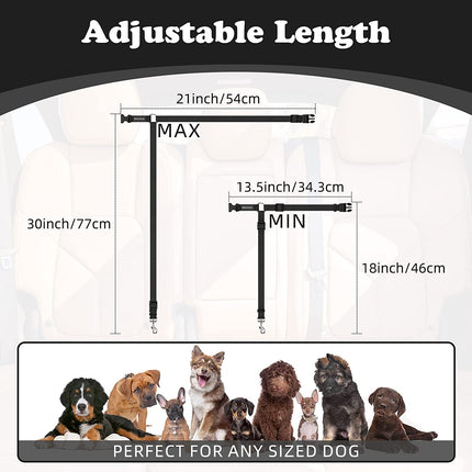 2 Packs Dog Cat Safety Seat Belt Strap Car Headrest Restraint Adjustable Nylon Fabric Dog Restraints Vehicle Seatbelts Harness