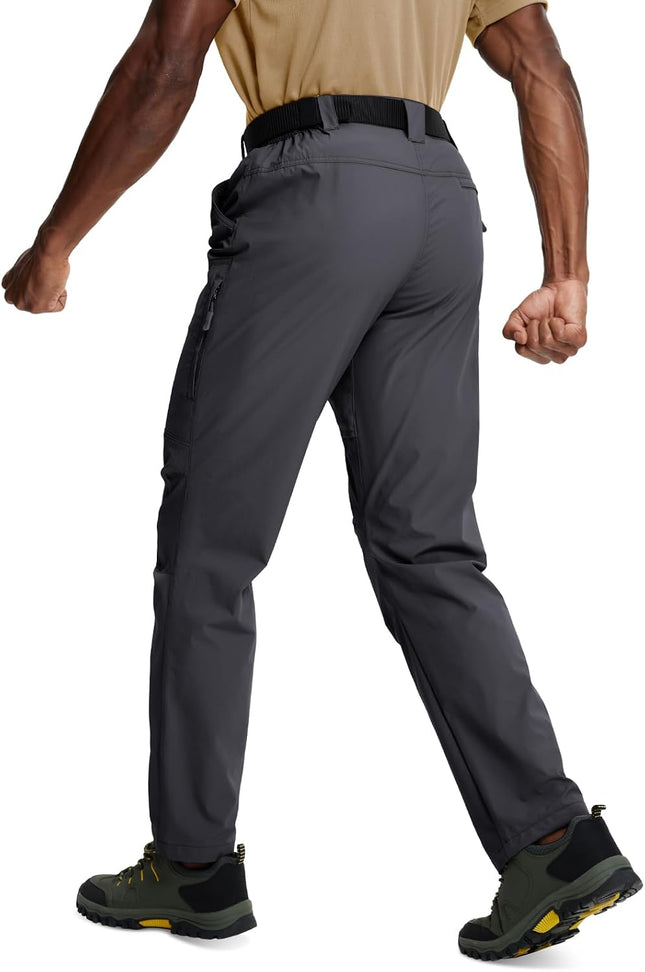 Mens Hiking Pants Lightweight Cargo Work Tactical Nylon Stretch Waterproof Quick Dry Fishing Travel Outdoor 6 Pockets