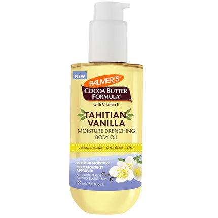 Cocoa Butter Formula Body Oil, Moisture Drenching Tahitian Vanilla, 6.5 Oz, 72Hr Hydration with Shea Butter & Vitamin E for Softer Skin, Protects & Soothes Dryness, Dermatologist Approved
