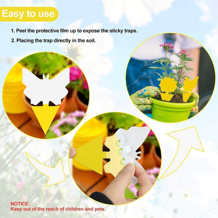 64 Pcs Sticky Traps for Gnat, Yellow Sticky Fruit Fly Traps for Indoors Plants, Indoor Safe for Gnat, Fruit Fly, White Fly, Aphid, Leaf Miner