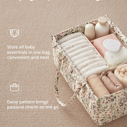 Floral Diaper Caddy Organizer, Stylish Nursery Storage Basket, Diaper Bag,Gift for Baby Shower, Baby Registry Must Have, Newborn Essentials, Pastoral Daisy