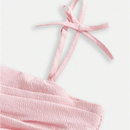 Girl'S Flowy Cami Dress Ruched Sleeveless Pink Layered Ruffle Kawaii Short Smocked Summer Dresses