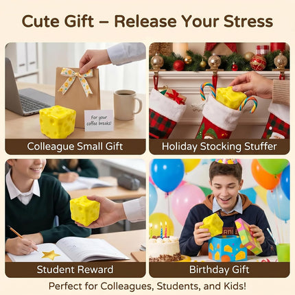 Cheese Squeeze Toys, Slow Rising Yellow Foam Stress Relief Blocks(2 Packs)