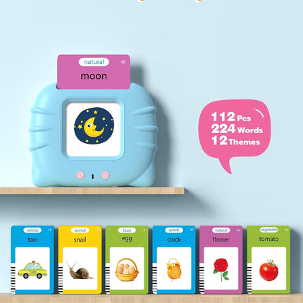 Talking Flash Cards for Toddlers 1 2 3 4 Year Olds, Montessori Language Learning Toys with 224 Words, Pocket Speech Therapy Toys, and Speech Development Educational Playthings for Children