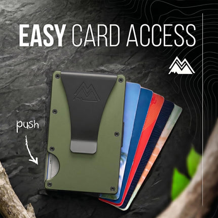 Minimalist Wallet for Men & Women - Slim RFID Wallet, Scratch Resistant, Credit Card Holder & Money Clip, Easily Removable Money & Cards, (Army Green)
