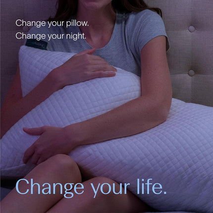 Signature Adjustable Shredded Memory Foam Pillow Queen | Certipur-Us Certified | Bamboo Rayon Cover | Side Back Stomach Sleepers | Washable | Neutral Spinal Alignment