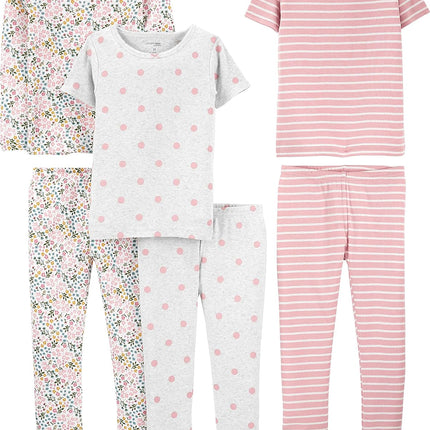 Girls 6-Piece Snug Fit Cotton Pajama Set