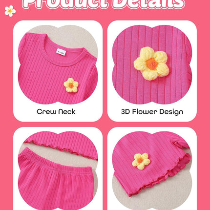 Toddler Baby Girl Summer Clothes Toddler Girls Summer Outfits Short Sleeve T-Shirts Shorts Clothing Set 6M-3Y