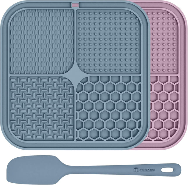2 Pack Lick Mat for Dogs,Cats,Upgraded 8.5×8.5 Inches Licking Mats with Suction Cups,Slow Feeder Licking Pad for Anxiety Relief and Boredom Reducer,Suitable for Dog Training Set 4