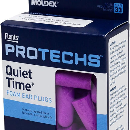 Protechs Quiet Time Foam Ear Plugs, NRR 33, 10 Pair, Purple | Reusable Foam Ear Plugs for Sleeping, Snoring, Loud Noise, Traveling, Concerts, Construction, Studying, Work & Shooting