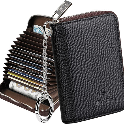 Zipper Wallet Women, RFID Blocking Credit Card Wallet, Business Card Holder, Compact Size Keychain Wallet