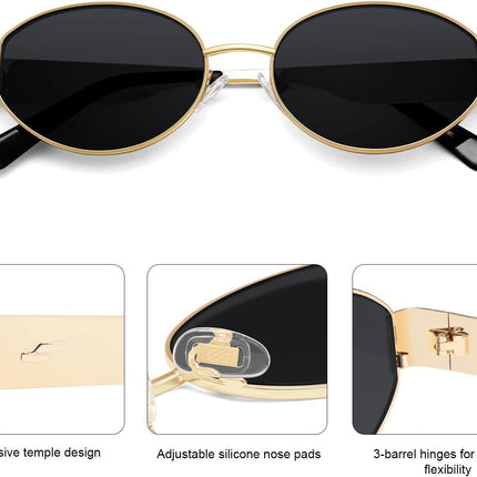 Retro Oval Sunglasses for Women Trendy Classic Shades UV400 Protection SJ1256