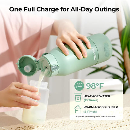 Portable Bottle Warmer for Travel – Dual Heating Modes for Breast Milk & Water, Portable Milk Warmer with Fast Heating & Long Battery Life, 17 Ounces Large Capacity to Meet Your All-Day Needs