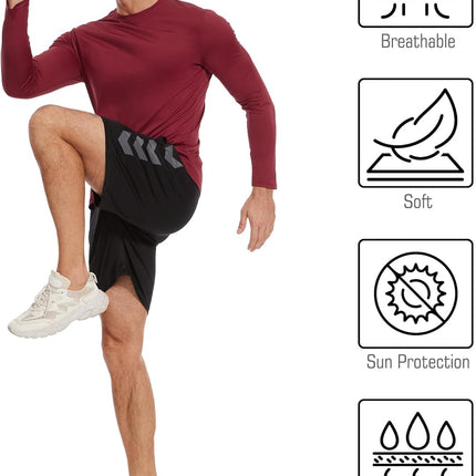 7 Pack Men Dry Fit Workout Long Sleeve Athletic Gym UPF SPF UV Sun Protection Quick Dry Lightweight Shirts
