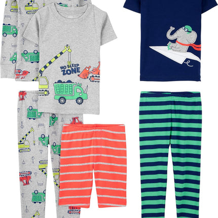 Girls 6-Piece Snug Fit Cotton Pajama Set
