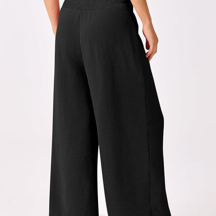 Womens Wide Leg Palazzo Pants with Pockets | Lightweight Breathable High Waisted Pants, Beach Vacation Flowy, Lounge & Casual Summer Trousers