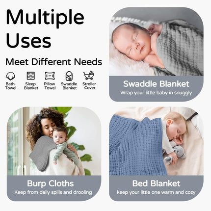 Yoofoss Hooded Baby Bath Towels 2-Pack – 100% Muslin Cotton, 32 x 32 Inches