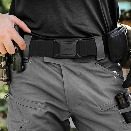 Men's Stretch Tactical Belt – 1.5-Inch Elastic Nylon Web Belt with Quick-Release Flip Buckle for Military, Work, Hiking & Rigger Use
