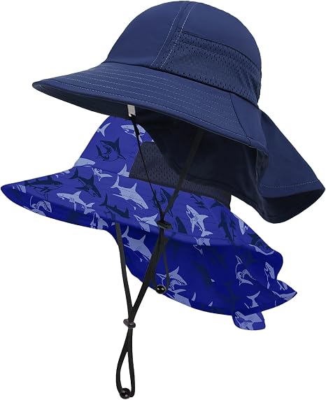 Baby UPF 50+ Sun Hat – Adjustable Wide-Brim Bucket Hat with Neck Flap, 0-6 Months