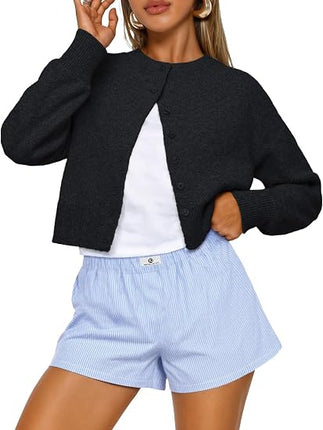 Trendy Queen Women’s Cropped Cardigan – Lightweight Knit Button-Down Sweater for Layering