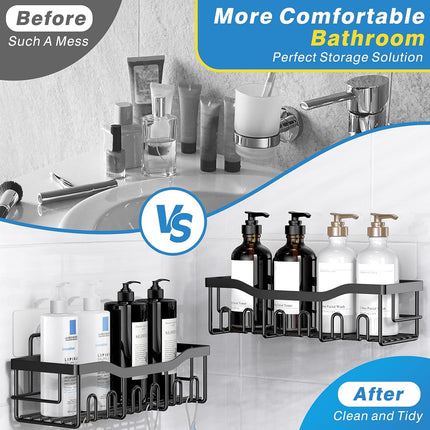 EUDELE Adhesive Shower Caddy, 5 Pack Rustproof Stainless Steel Bathroom Organizers, Large Capacity No-Drill Shower Shelves for Bathroom Storage & Home Organization
