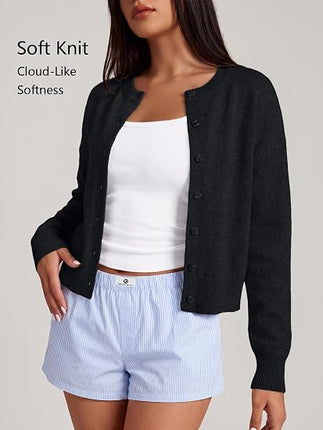 Trendy Queen Women’s Cropped Cardigan – Lightweight Knit Button-Down Sweater for Layering