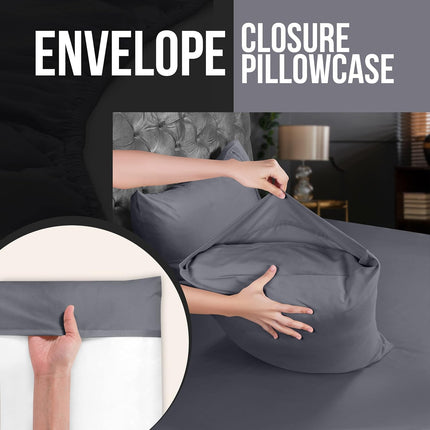 Utopia Bedding Queen Pillow Cases – 4-Pack Soft Brushed Microfiber Pillow Covers with Envelope Closure, Fade & Shrink Resistant, Queen Size 20 x 30 Inches, Grey