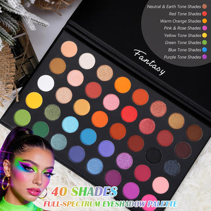 Highly Pigmented Eye Makeup Palette, Matte Shimmer Metallic Eyeshadow Pallet Long Lasting Blendable Natural Colors Make up Eye Shadows Cosmetics Gift Kit